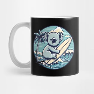 Koala with a surfboard on the beach, koala bear in summer vacation, kawaii koala lover design Mug